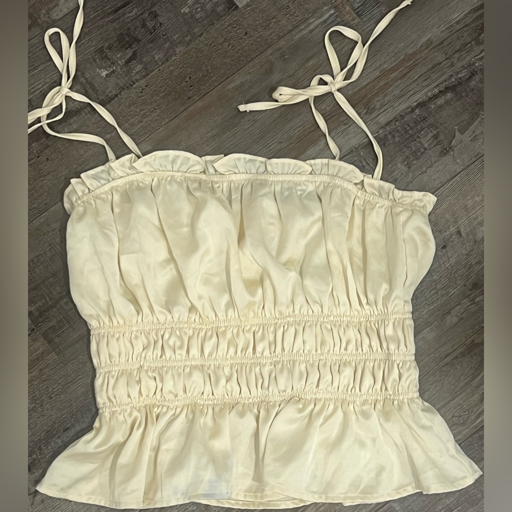 Miami Cream Smocked Ruffled Camisole